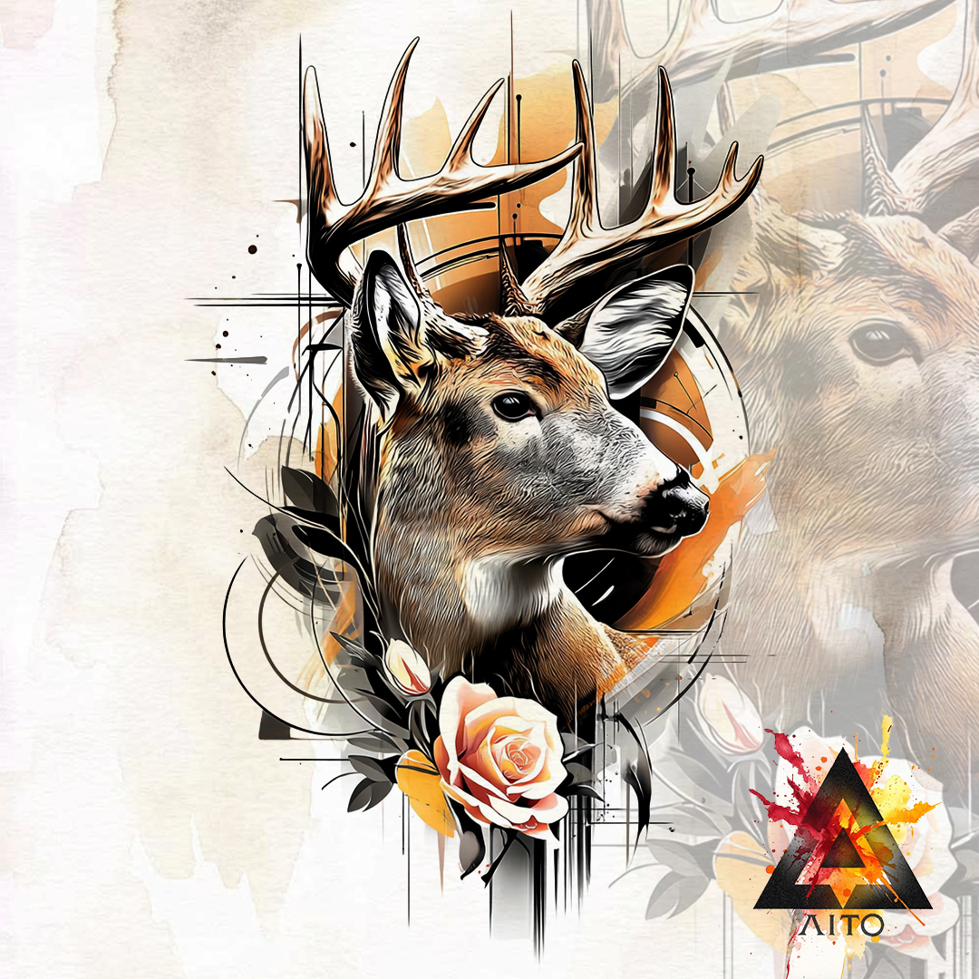 Cerf Réaliste Abstrait
