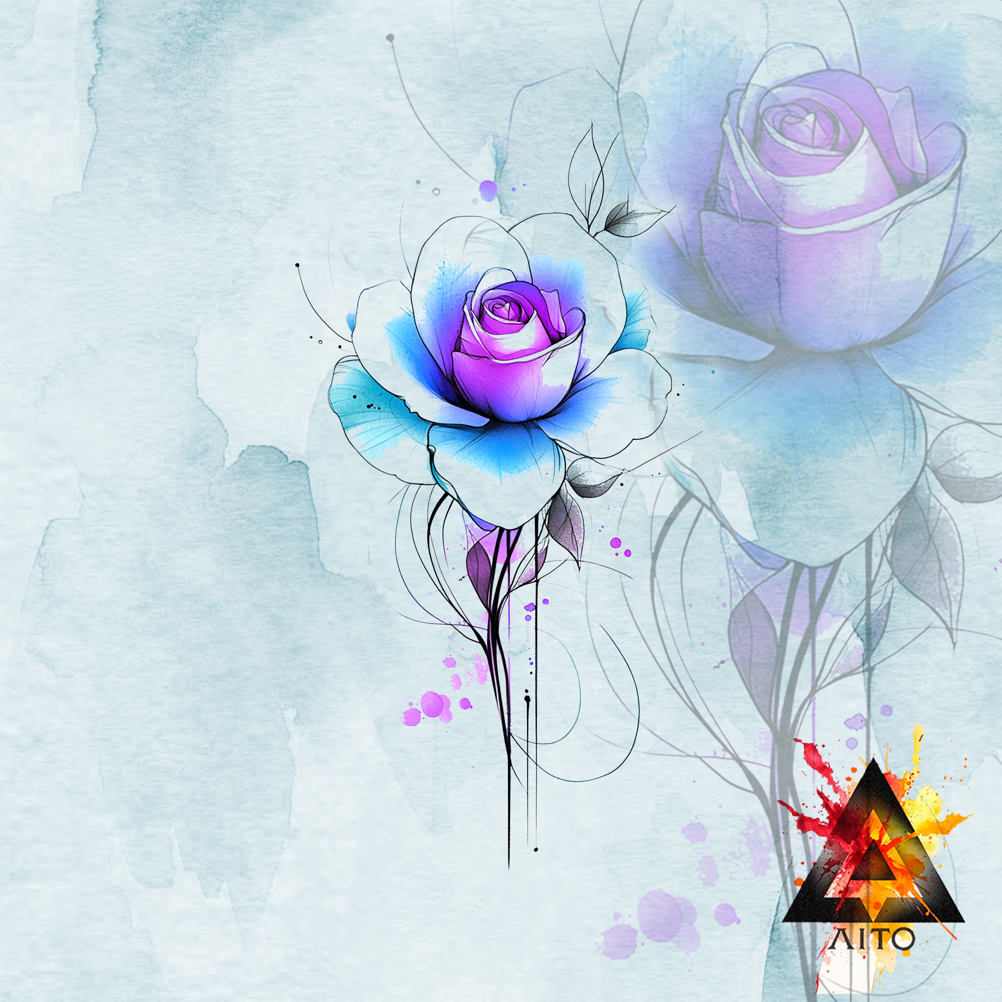 Rose aquarelle