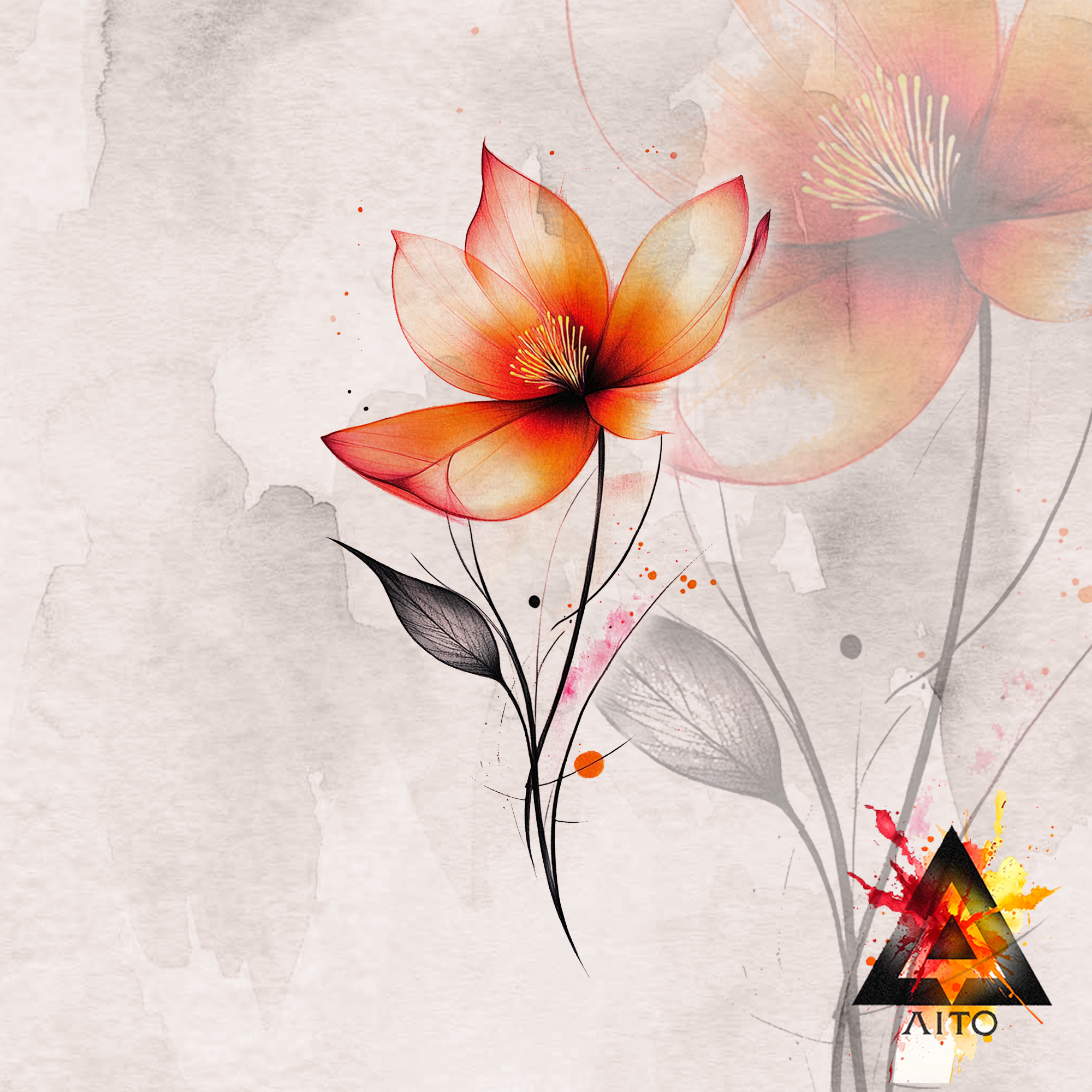 Fleur abstraite aquarelle